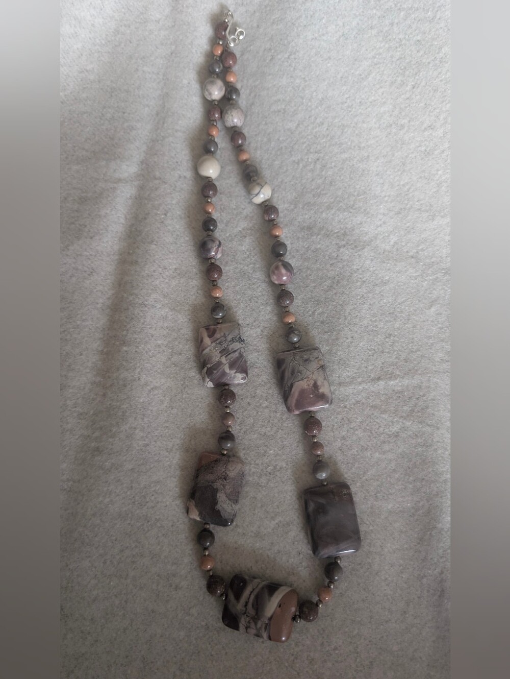 Neutral Multi-Stone Beaded Necklace - Elegant Gray & Taupe